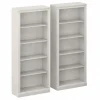 Bush Furniture Saratoga 72"H 5-Shelf Bookcase with Adjustable Shelves, Linen White Oak Laminate, 2/Set (SAR008LW)
