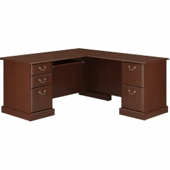 Bush Furniture Saratoga 66"W L Shaped Computer Desk with Drawers, Harvest Cherry (EX45670-03K)
