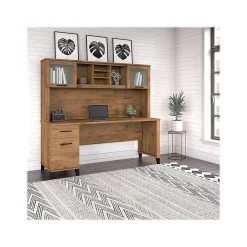 Bush Furniture Somerset 72" Computer Desk with Drawers and Hutch, Fresh Walnut (SET018FW)
