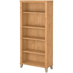 Bush Furniture Somerset 65.21"H 5-Shelf Bookcase with Adjustable Shelves, Maple Cross Laminate (WC81465)