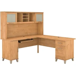 Bush Furniture Somerset 72"W L Shaped Desk with Hutch, Maple Cross (SET001MC)