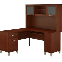 Bush Furniture Somerset 60"W L Shaped Desk with Hutch, Hansen Cherry (SET002HC)