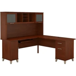 Bush Furniture Somerset 72"W L Shaped Desk with Hutch, Hansen Cherry (SET001HC)