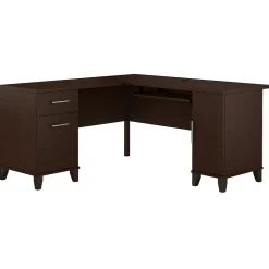 Bush Furniture Somerset 60"W L Shaped Desk with Storage, Mocha Cherry (WC81830K)