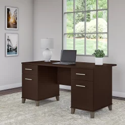 Bush Furniture Somerset 60"W Office Desk with Drawers, Mocha Cherry (WC81828K)