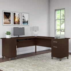 Bush Furniture Somerset 72"W L Shaped Desk with Storage, Mocha Cherry (WC81810K)