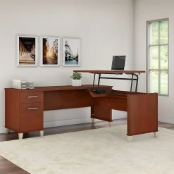 Bush Furniture Somerset 72"W 3 Position Sit to Stand L Shaped Desk, Hansen Cherry (SET014HC)