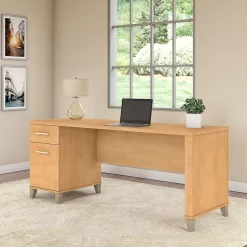 Bush Furniture Somerset 72"W Office Desk with Drawers, Maple Cross (WC81472)