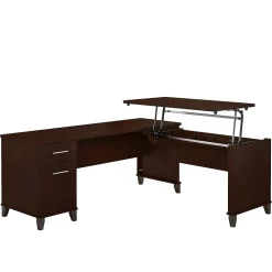 Bush Furniture Somerset 72"W 3 Position Sit to Stand L Shaped Desk, Mocha Cherry (SET014MR)
