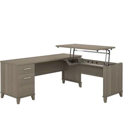 Bush Furniture Somerset 72"W 3 Position Sit to Stand L Shaped Desk, Ash Gray (SET014AG)