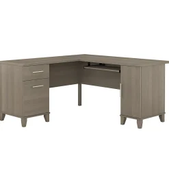Bush Furniture Somerset 60"W L Shaped Desk with Storage, Ash Gray (WC81630K)