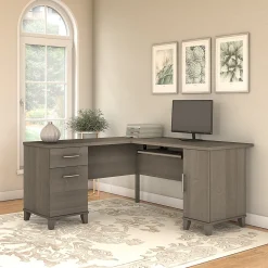 Bush Furniture Somerset 60"W L Shaped Desk with Storage, Ash Gray (WC81630K)