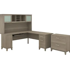 Bush Furniture Somerset 72W L Shaped Desk with Hutch and Lateral File Cabinet, Ash Gray (SET009AG)