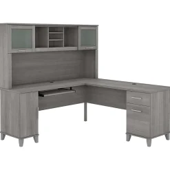Bush Furniture Somerset 72"W L Shaped Desk with Hutch, Platinum Gray (SET001PG)