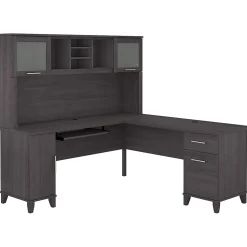 Bush Furniture Somerset 72"W L Shaped Desk with Hutch, Storm Gray (SET001SG)