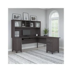 Bush Furniture Somerset 72"W L Shaped Desk with Hutch, Storm Gray (SET001SG)
