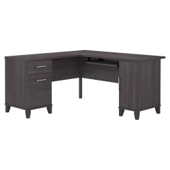 Bush Furniture Somerset 60"W L Shaped Desk with Storage, Storm Gray (WC81530K)