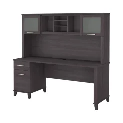 Bush Furniture Somerset 72"W Office Desk with Drawers and Hutch, Storm Gray (SET018SG)