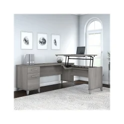 Bush Furniture Somerset 72"W 3 Position Sit to Stand L Shaped Desk, Platinum Gray (SET014PG)