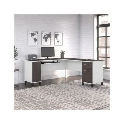Bush Furniture Somerset 72"W L Shaped Desk with Storage, Storm Gray/White (WC81010K)
