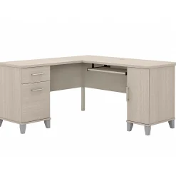 Bush Furniture Somerset 60"W L Shaped Desk with Storage, Sand Oak (WC81130K)