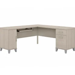 Bush Furniture Somerset 72"W L Shaped Desk with Storage, Sand Oak (WC81110K)