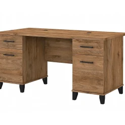 Bush Furniture Somerset 60"W Office Desk with Drawers, Fresh Walnut (WC81328K)