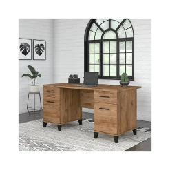 Bush Furniture Somerset 60"W Office Desk with Drawers, Fresh Walnut (WC81328K)