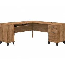 Bush Furniture Somerset 72"W L Shaped Desk with Storage, Fresh Walnut (WC81310K)