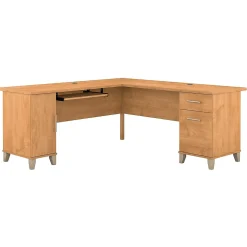 Bush Furniture Somerset 72"W L Shaped Desk with Storage, Maple Cross (WC81410K)
