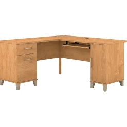 Bush Furniture Somerset 60"W L Shaped Desk with Storage, Maple Cross (WC81430K)