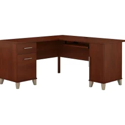 Bush Furniture Somerset 60"W L Shaped Desk with Storage, Hansen Cherry (WC81730K)