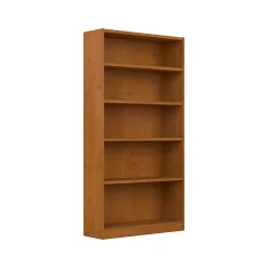 Bush Furniture Universal 72"H 5-Shelf Bookcase with Adjustable Shelves, Natural Cherry Laminated Wood (WL12467)