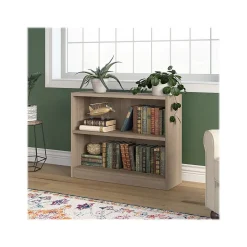 Bush Furniture Universal 30"H 2-Shelf Bookcase with Adjustable Shelf, Ash Gray Laminated Wood (WL12426)