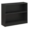 Bush Furniture Universal 30"H 2-Shelf Bookcase with Adjustable Shelf, Black Wood (WL12438)