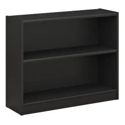 Bush Furniture Universal 30"H 2-Shelf Bookcase with Adjustable Shelf, Black Wood (WL12438)