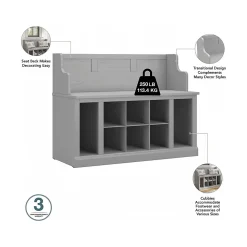 Bush Furniture Woodland Entryway Storage Set with Hall Trees and Shoe Bench with Drawers, Cape Cod Gray (WDL012CG)