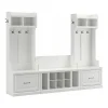 Bush Furniture Woodland Entryway Storage Set with Hall Trees and Shoe Bench with Drawers, White Ash (WDL012WAS)