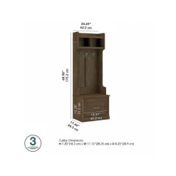 Bush Furniture Woodland 24W Hall Tree and Small Shoe Bench with Drawer, Ash Brown (WDL007ABR)