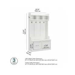 Bush Furniture Woodland 40W Hall Tree and Shoe Storage Bench with Doors, White Ash (WDL001WAS)