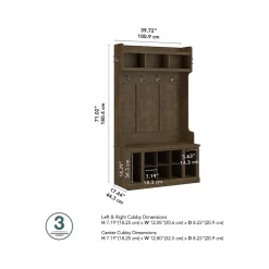 Bush Furniture Woodland 40W Hall Tree and Shoe Storage Bench with Shelves, Ash Brown (WDL002ABR)