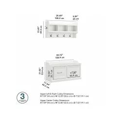 Bush Furniture Woodland 40W Shoe Storage Bench with Doors and Wall Mounted Coat Rack, White Ash (WDL003WAS)