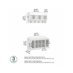 Bush Furniture Woodland 40W Shoe Storage Bench with Shelves and Wall Mounted Coat Rack, White Ash (WDL004WAS)