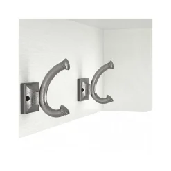 Bush Furniture Woodland 40W Shoe Storage Bench with Shelves and Wall Mounted Coat Rack, White Ash (WDL004WAS)