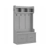 Bush Furniture Woodland 40W Hall Tree and Shoe Storage Bench with Doors, Cape Cod Gray (WDL001CG)