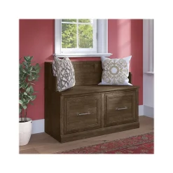 Bush Furniture Woodland 40W Entryway Bench with Doors, Ash Brown (WDL005ABR)