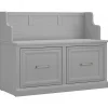 Bush Furniture Woodland 40W Entryway Bench with Doors, Cape Cod Gray (WDL005CG)