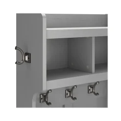 Bush Furniture Woodland 24W Hall Tree and Small Shoe Bench with Shelves, Cape Cod Gray (WDL008CG)