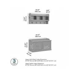 Bush Furniture Woodland 40W Shoe Storage Bench with Doors and Wall Mounted Coat Rack, Cape Cod Gray (WDL003CG)
