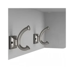 Bush Furniture Woodland 40W Shoe Storage Bench with Doors and Wall Mounted Coat Rack, Cape Cod Gray (WDL003CG)